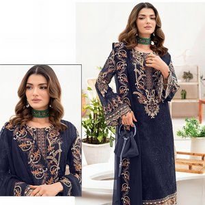 Eid Blue Embroidery Georgette Pakistani Suit (Salwar)